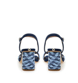 Sandalia de rafia combinada en azul-marino