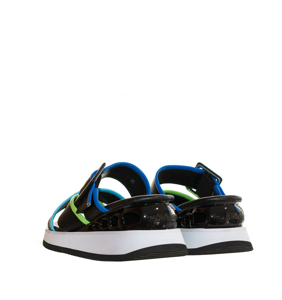 H9643 - Zueco cruzado combinado en negro