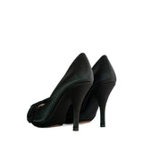 FJ700-Peep-toes plataforma con lazo en raso negro