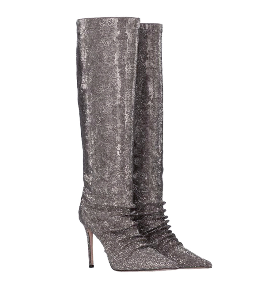 Bota alta en cristal gris