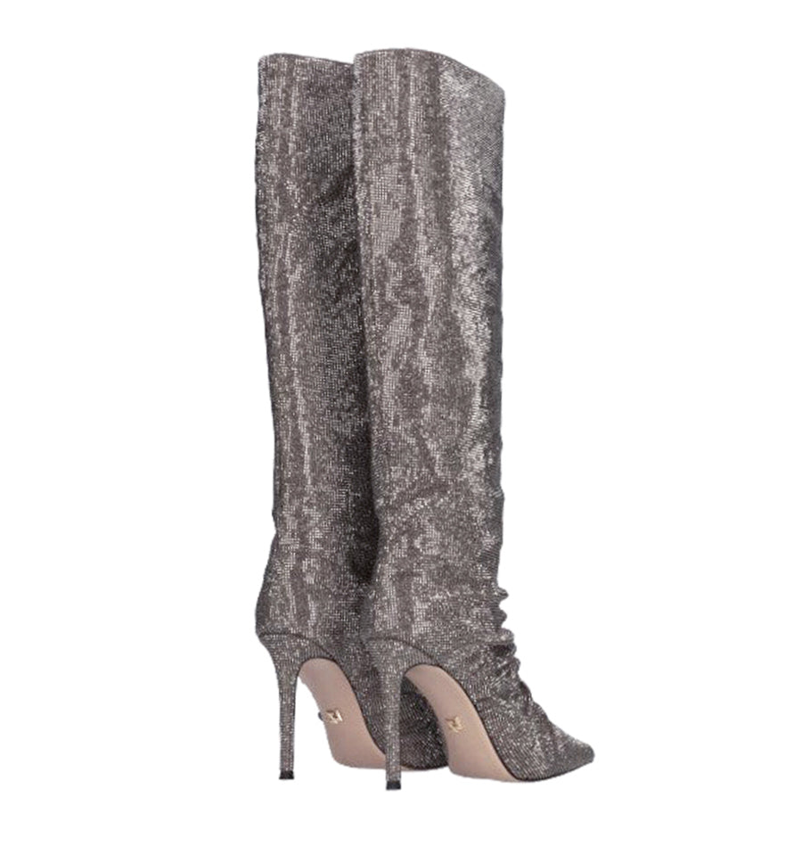 Bota alta en cristal gris
