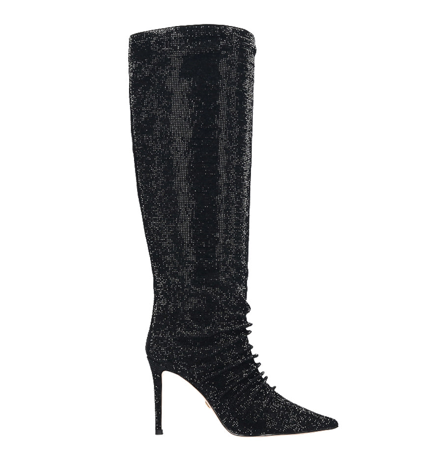 Bota alta en cristal negro