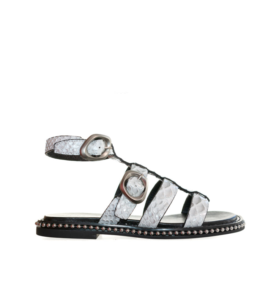 H9718 - Sandalia plana tiras en blanco