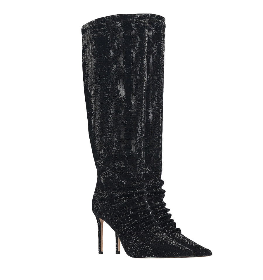 Bota alta en cristal negro