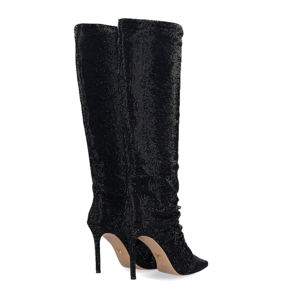 Bota alta en cristal negro