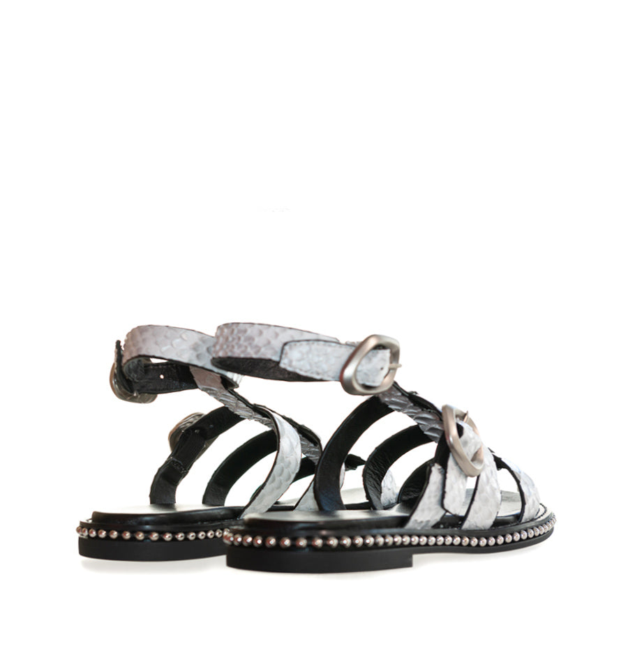 H9718 - Sandalia plana tiras en blanco
