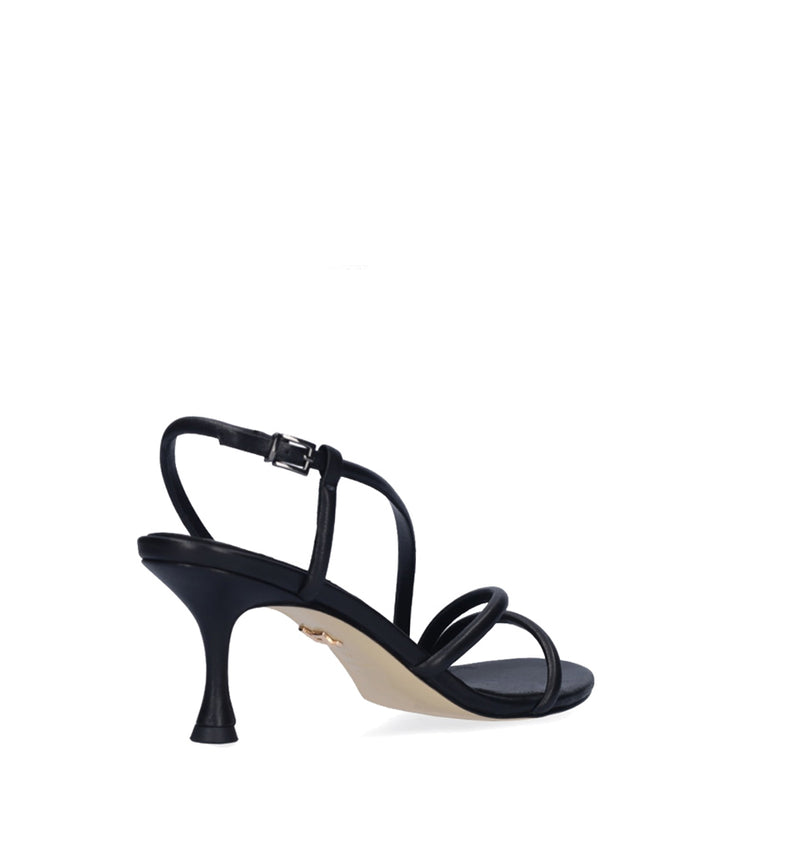 Sandalia media "S" en piel negro