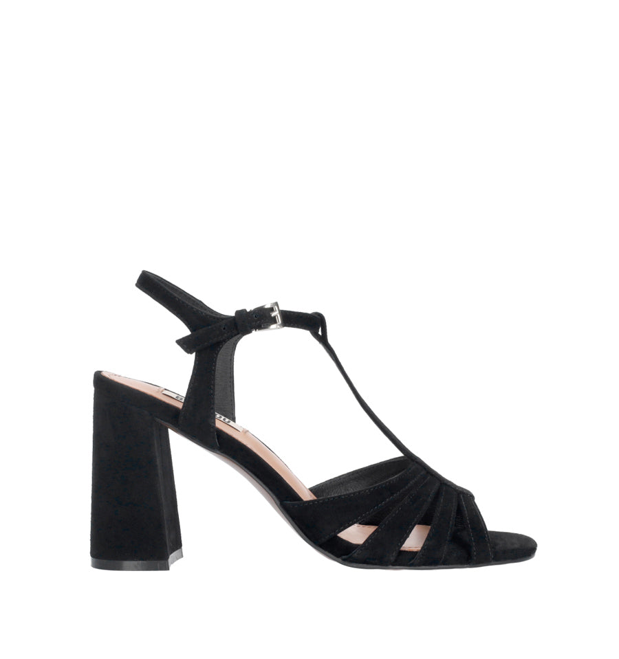 AZALEA Sandalia "T" en ante negro