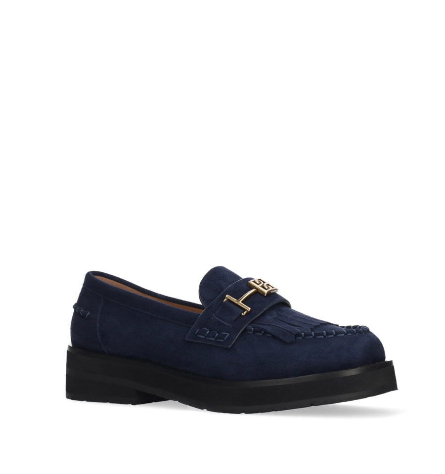 TINA Mocasín track con flecos en ante marino