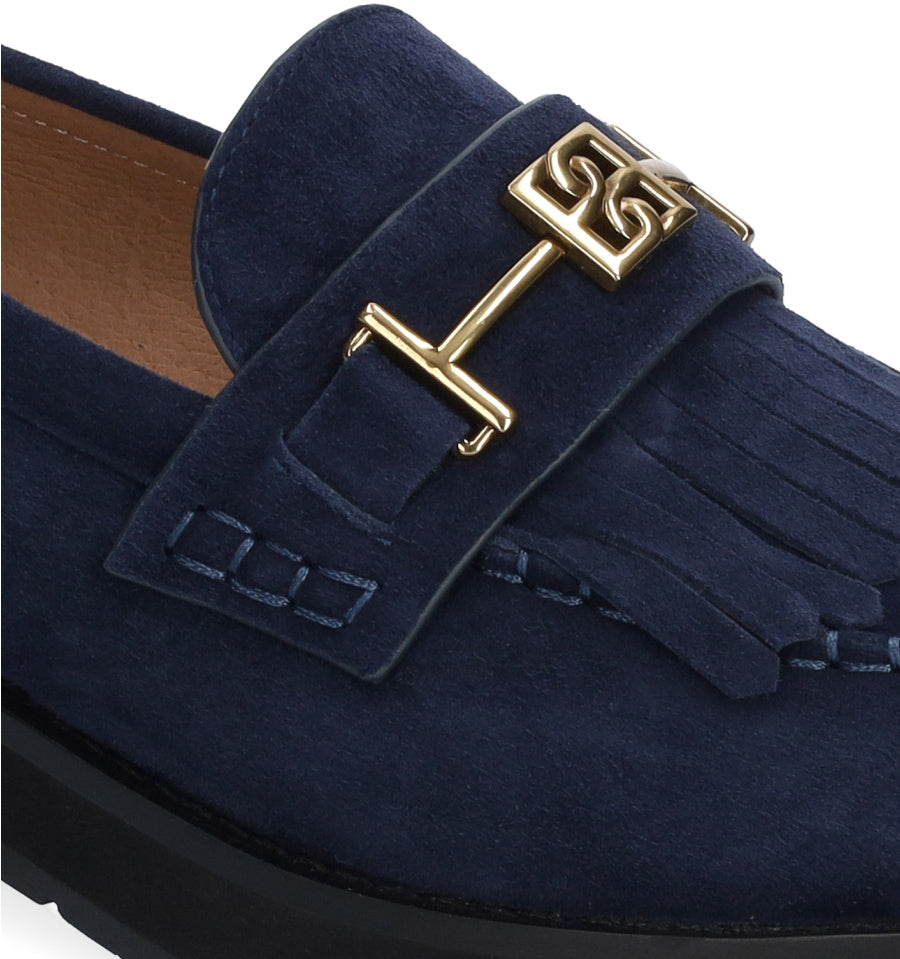 TINA Mocasín track con flecos en ante marino