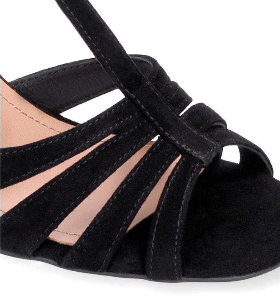 AZALEA Sandalia "T" en ante negro