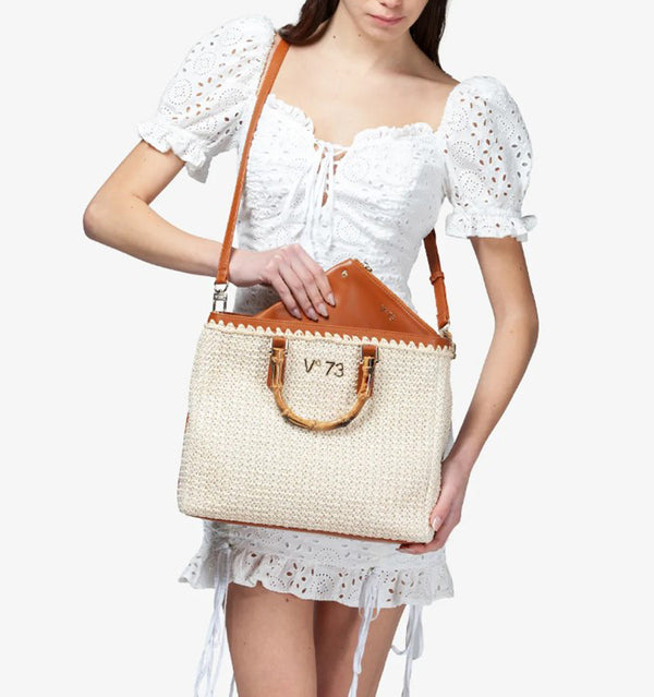 Bolso shopping en crochet beis