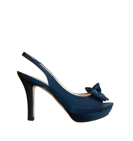 FK262-Destalonado medio plataforma con lazo en raso azul