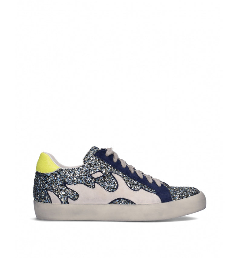 Sneakers combinada en glitter azul-marino