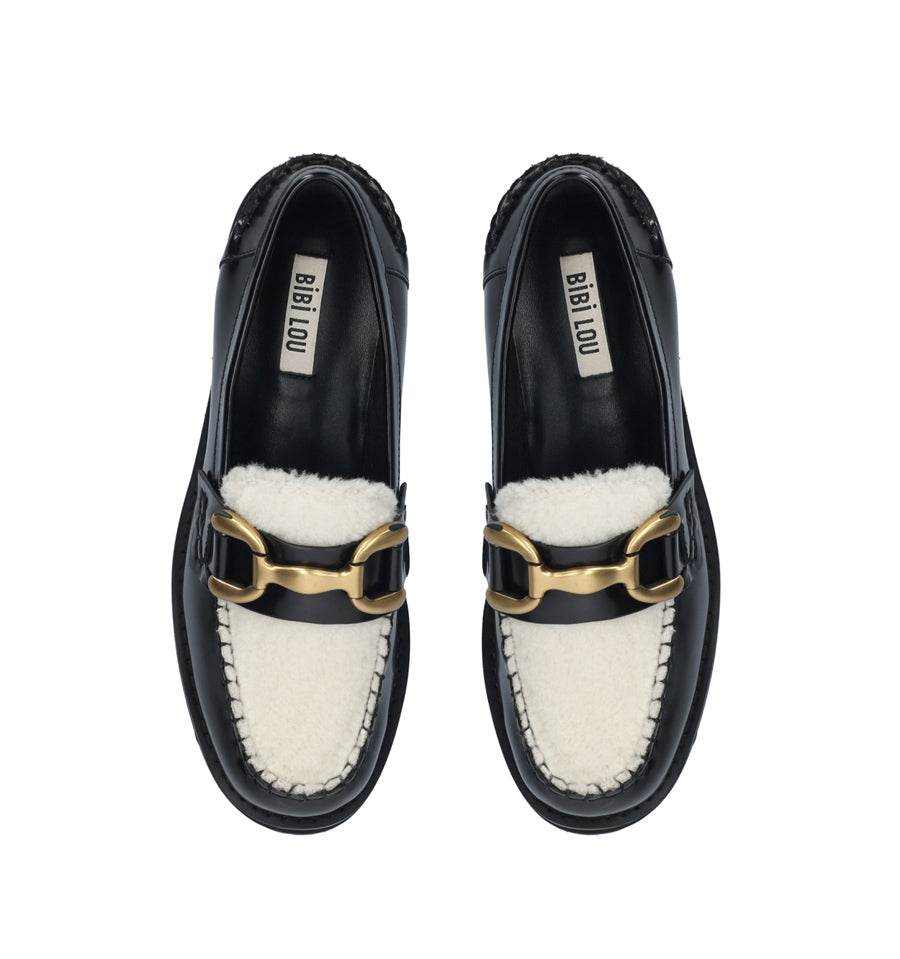 ZAGREB Mocasín track borreguito combi negro/hueso