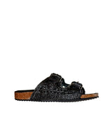 Bio con hebillas en rafia negro