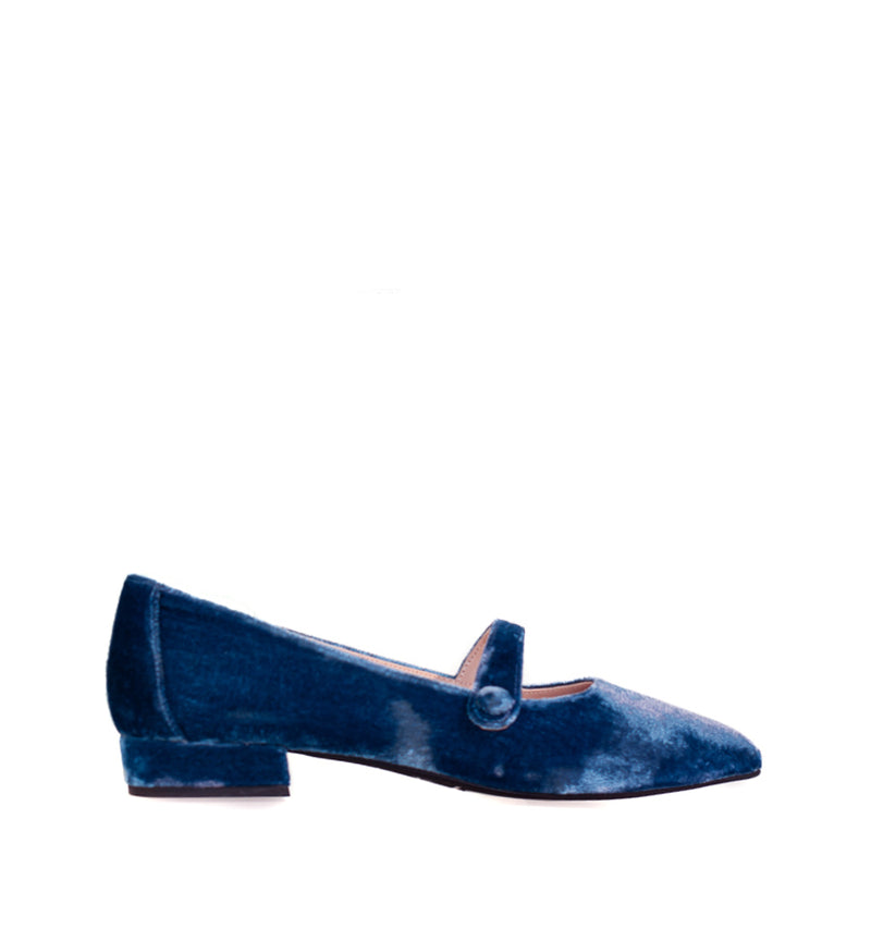 Venecianas de terciopelo con pulsera en azul-j