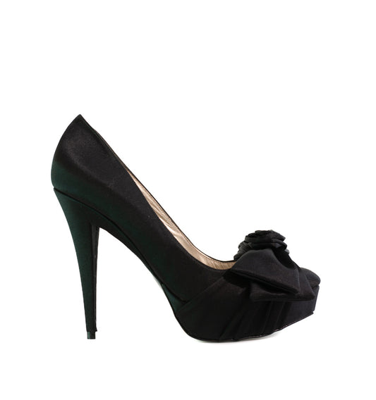 FH678-Salón plataforma con lazo en raso negro