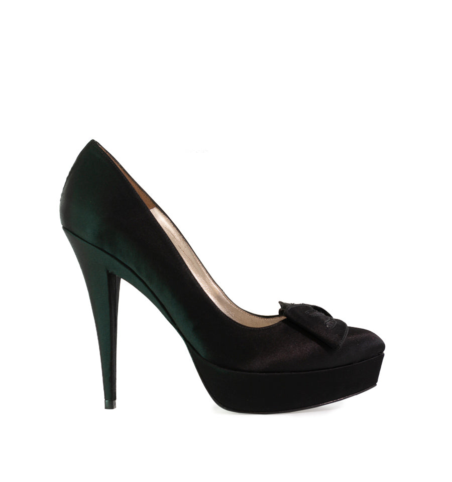 FH675-Salón plataforma con lazo en raso negro