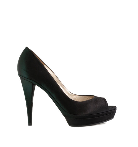 FH777-Peep-toes alto plataforma  en raso negro