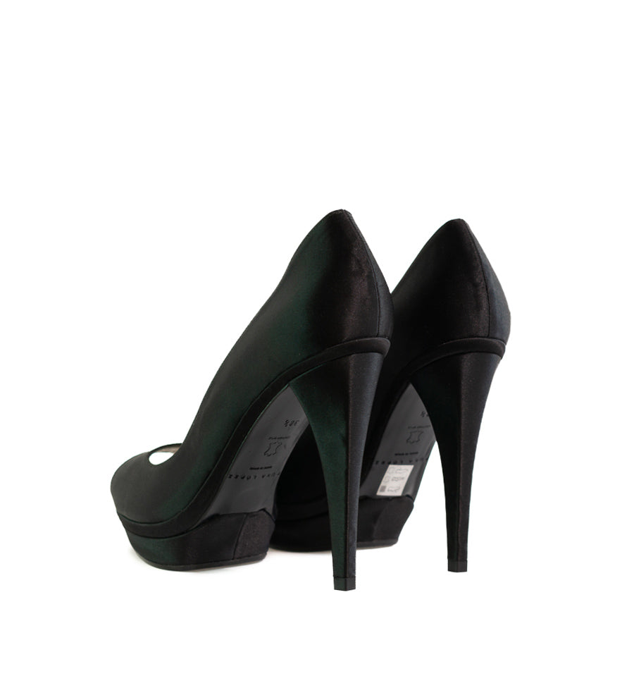 FH777-Peep-toes alto plataforma  en raso negro