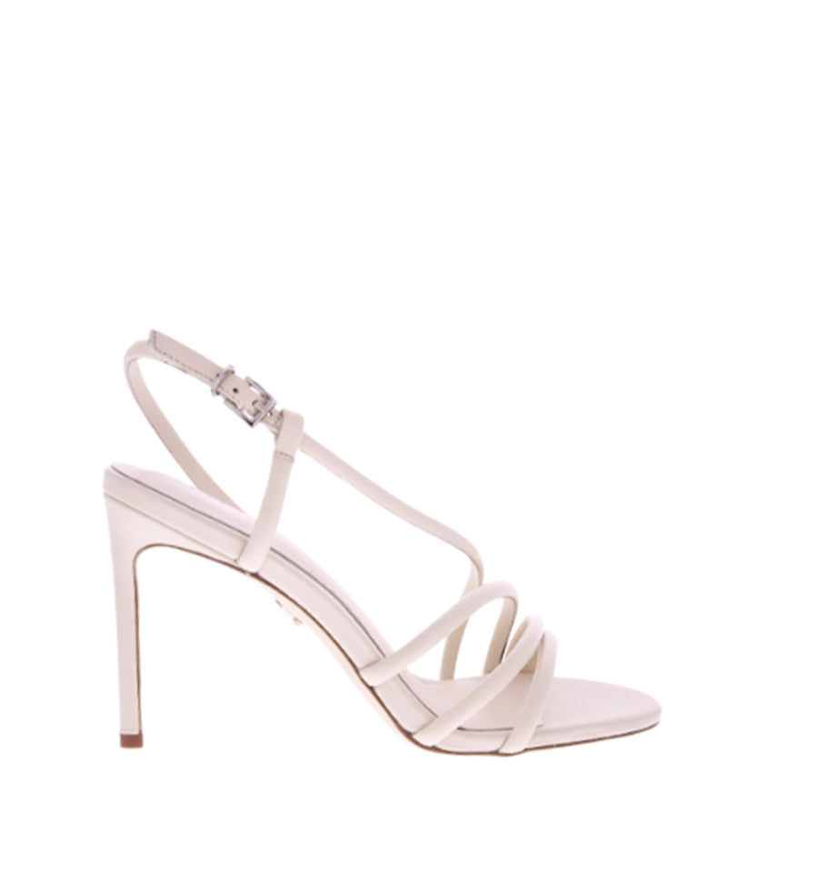 Sandalia alta "S" en piel blanco-hueso