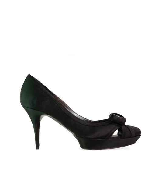 FE561-Salón plataforma con lazo en raso negro