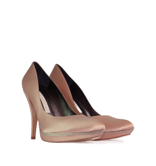 FJ975- Salón plataforma en raso nude