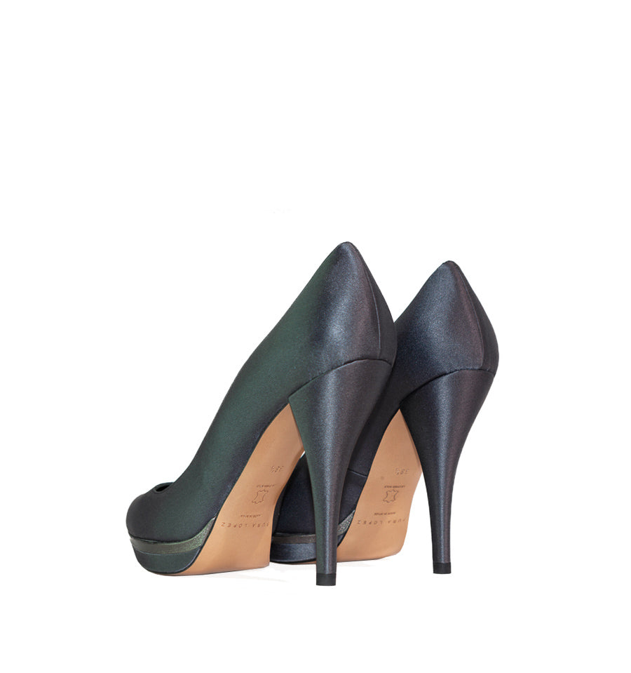 FJ975- Salón plataforma en raso gris