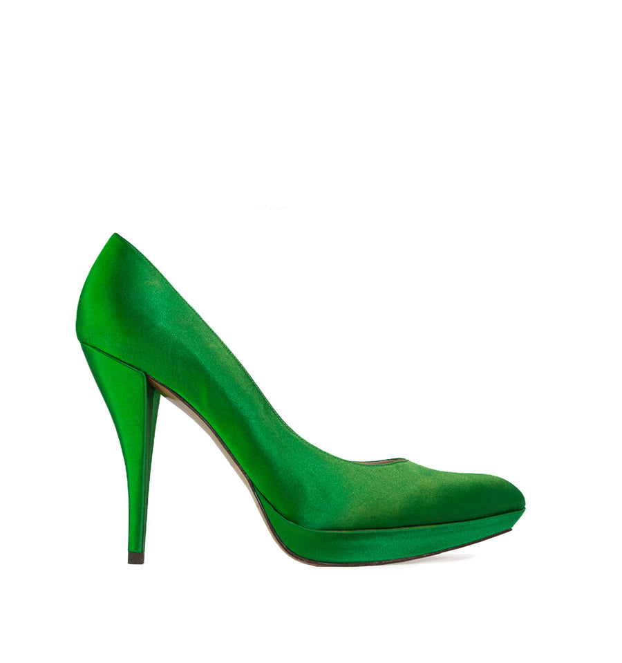 FJ975- Salón plataforma en raso verde