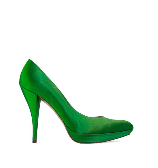 FJ975- Salón plataforma en raso verde