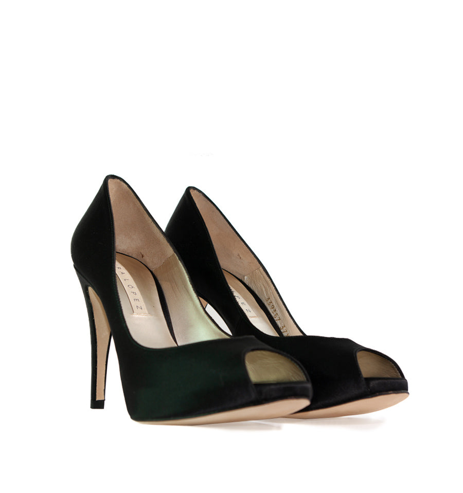 FH600-Peep-toes plataforma interior en raso negro