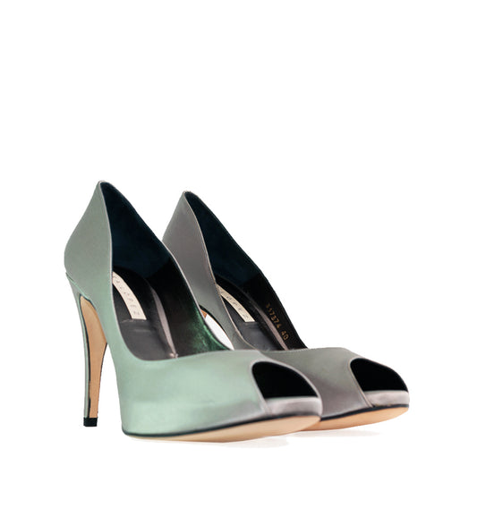 FH600-Peep-toes plataforma interior en raso gris