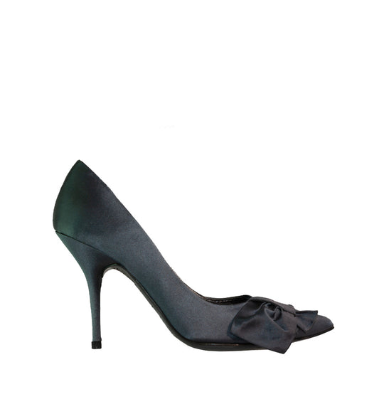 FE831- Salón alto con lazo frunce en raso gris