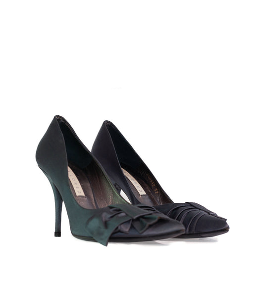 FE831- Salón alto con lazo frunce en raso gris