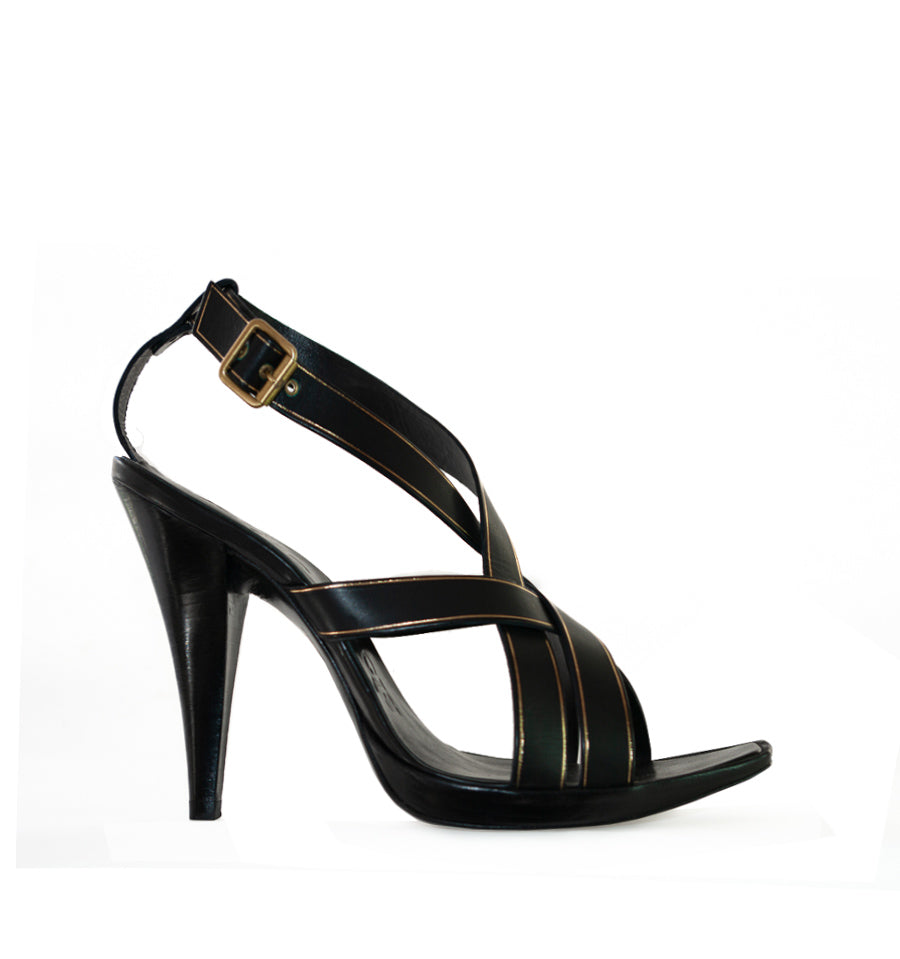 AELLEN Sandalia con plataforma cruzada en piel negro