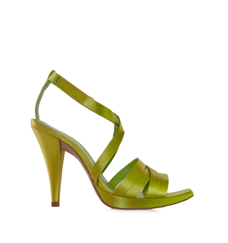 AELORA Sandalia con plataforma cruzada en verde
