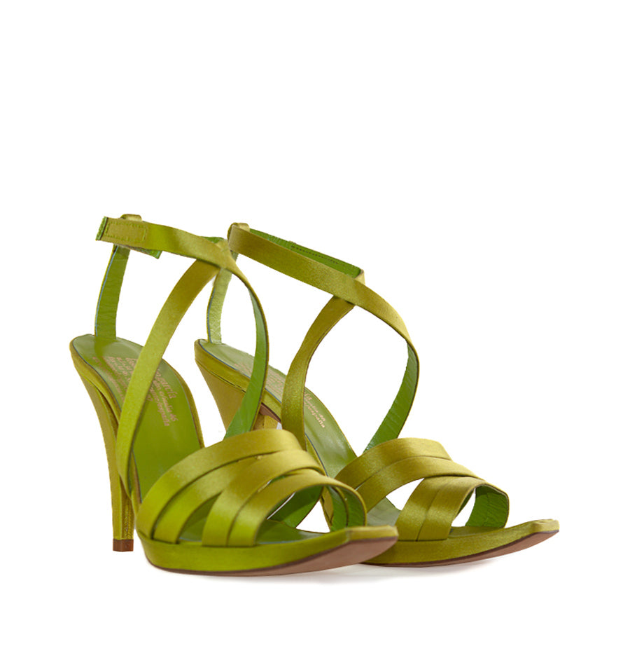 AELORA Sandalia con plataforma cruzada en verde