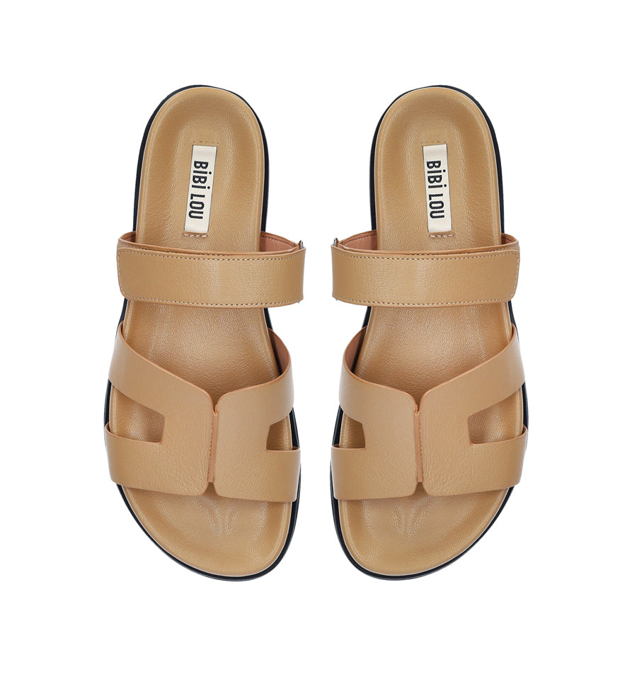 MINDY Bio con velcro de piel camel