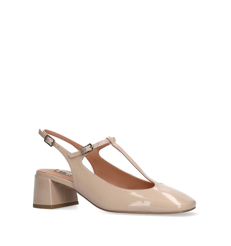 MIGNON Destalonado tira "T" en charol nude