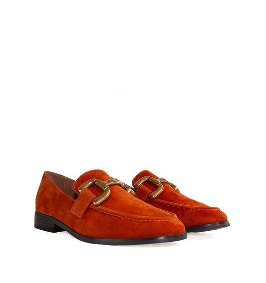 VELA Mocasín estribo en ante naranja