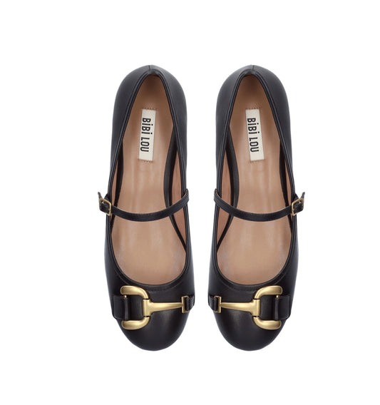 Merceditas estribo en piel negro