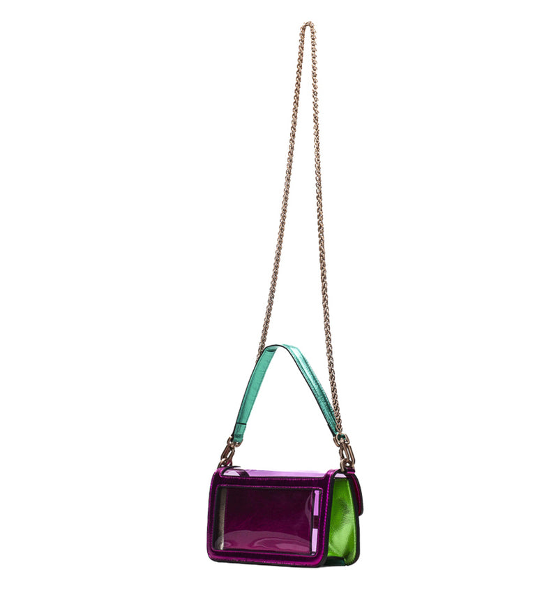 Bolso en vinilo con piel morado