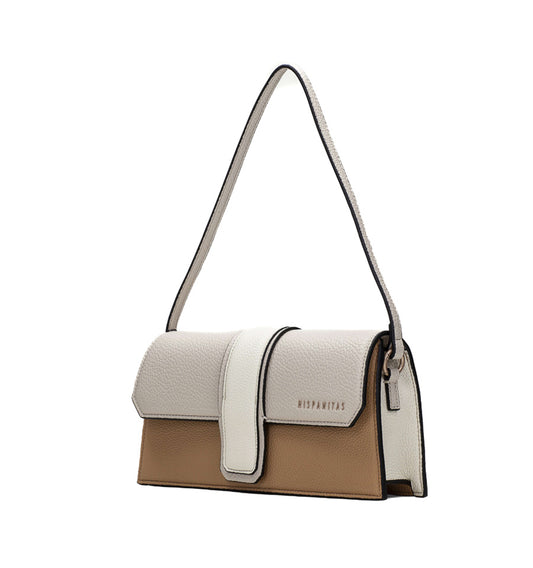 Bolso mediano bicolor en piel camel