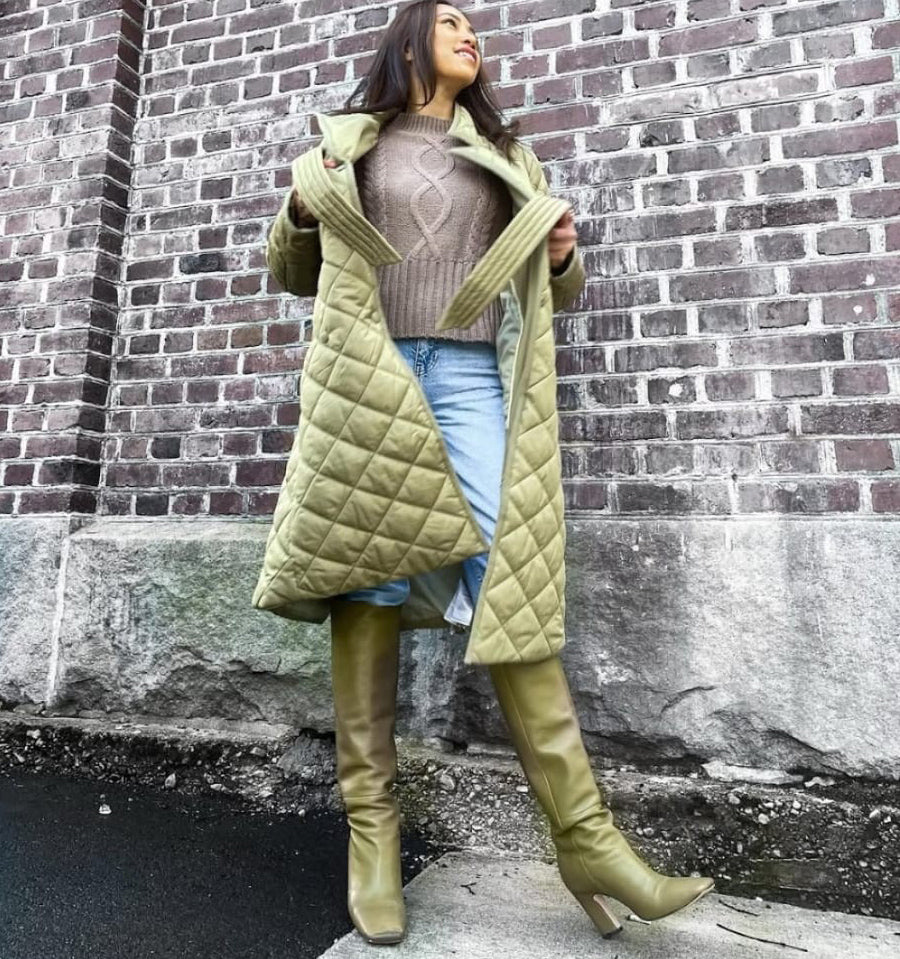 Bota recta en piel verde