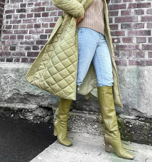 Bota recta en piel verde