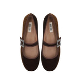 Merceditas bailarina en terciopelo marrón