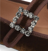 Merceditas bailarina en terciopelo marrón