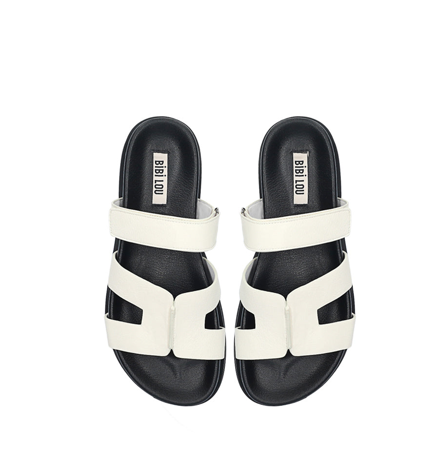 MINDY Bio con velcro de piel blanco-hueso