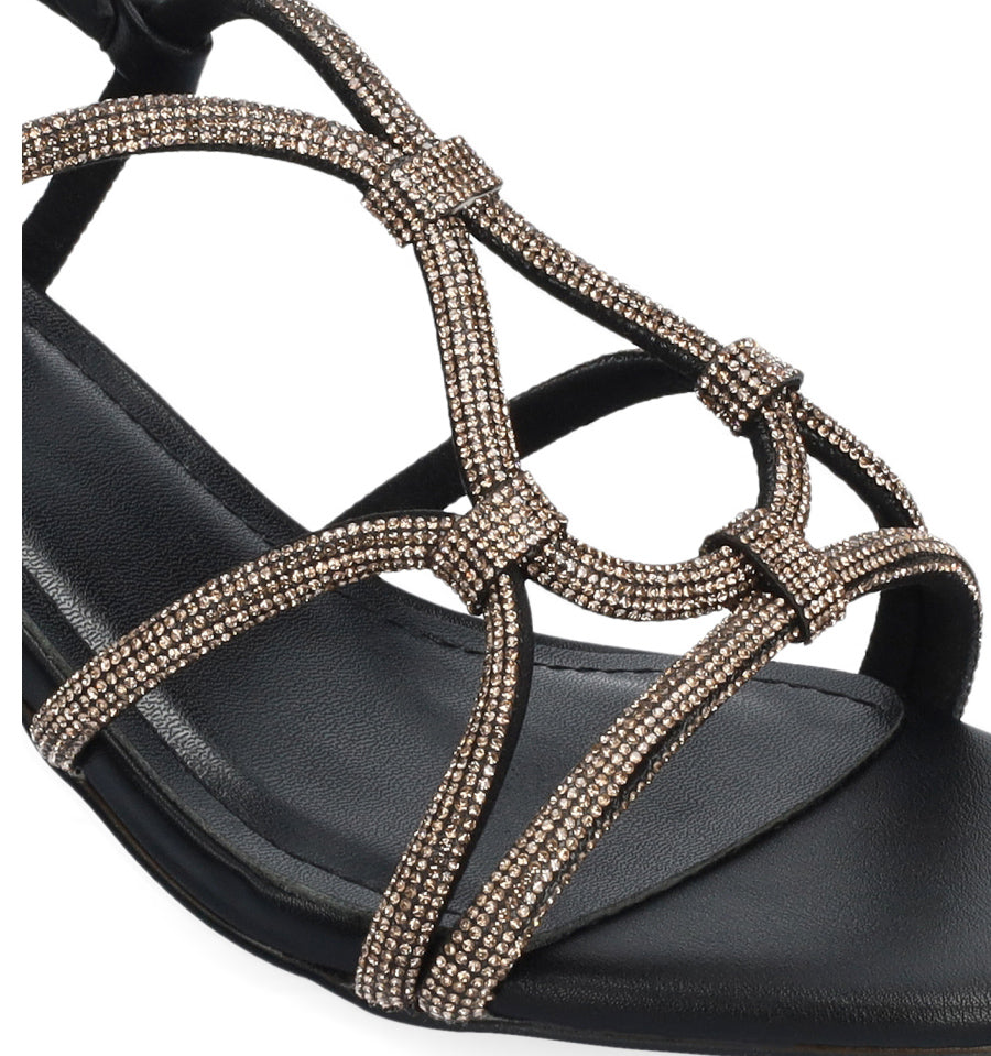 ALESANDRA Sandalia media con tiras de cristal cobre